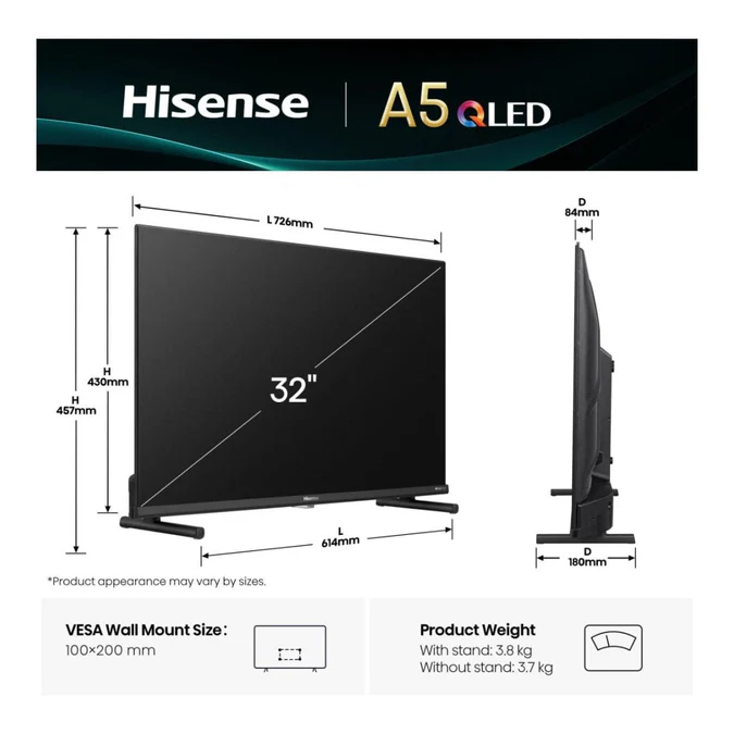 HISENSE TV, 32″ QLED SMART FHD